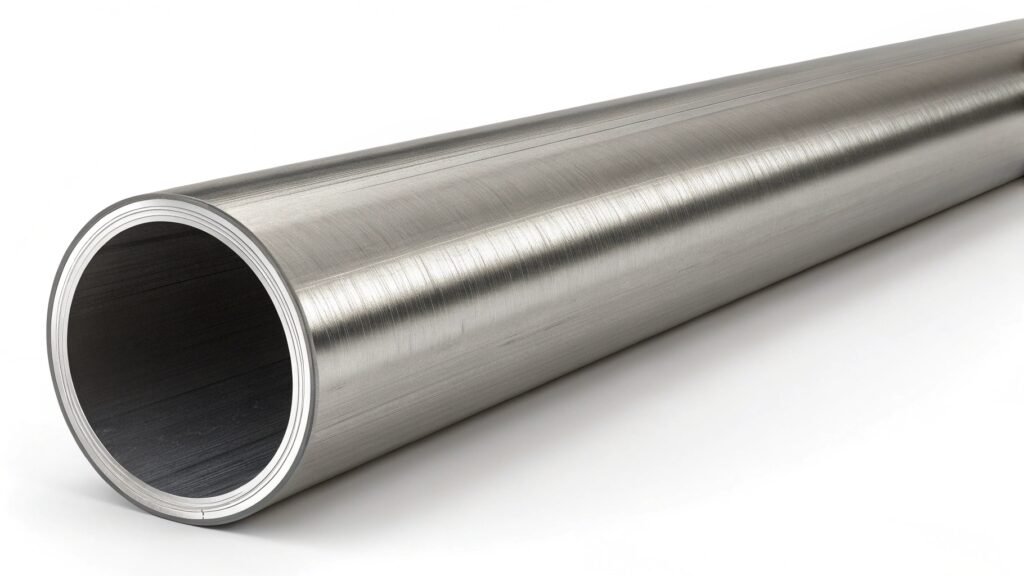 A bar of 99.9% pure aluminum next to a complex machined part made from 6061 aluminum alloy.